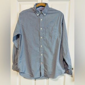 Men’s Tommy Hilfiger Long Sleeve Shirt Striped Blue and White with Pocket Sz S